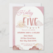 Invitation Boho Sunshine 5e anniversaire de fête aquarelle (Devant)