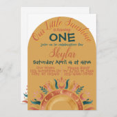 Invitation Boho Sunshine anniversaire (Devant / Derrière)