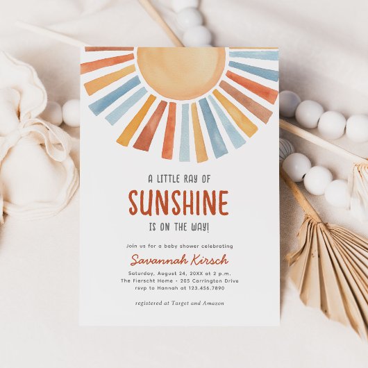 Invitation Boho Sunshine Baby shower neutre pour les femmes