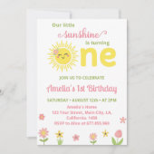Invitation Boho Sunshine Fleur sauvage 1er anniversaire Invit (Devant)