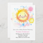 Invitation Boho Sunshine Girl Baby shower (Devant / Derrière)