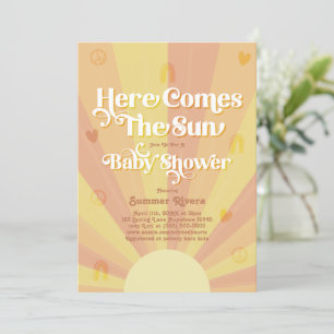 Invitation Boho Sunshine I Retro Paix et Amour Baby shower
