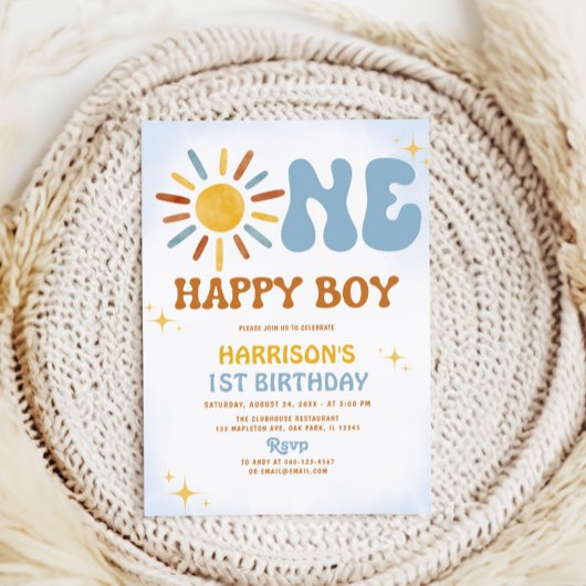 Invitation Boho Sunshine One Happy Boy Birthday