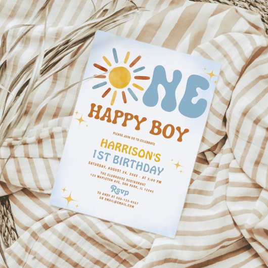 Invitation Boho Sunshine One Happy Boy Birthday
