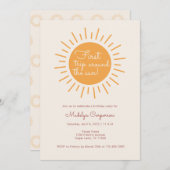 Invitation Boho Sunshine Premier anniversaire (Devant / Derrière)