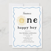 Invitation Boho Sunshine Premier anniversaire Un joyeux garço (Devant)