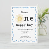 Invitation Boho Sunshine Premier anniversaire Un joyeux garço (Debout devant)