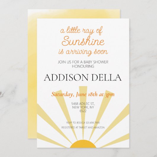 Invitation Boho Sunshine Soleil Thème Garçon Baby shower fill (Devant / Derrière)