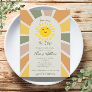 Invitation Boho Sunshine Voici Le Baby shower Fils