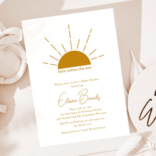 Invitation Boho Sunshine Voici Le Baby shower Fils