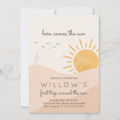 Invitation Boho Sunshine Voici Le Soleil Anniversaire Fête (Devant)
