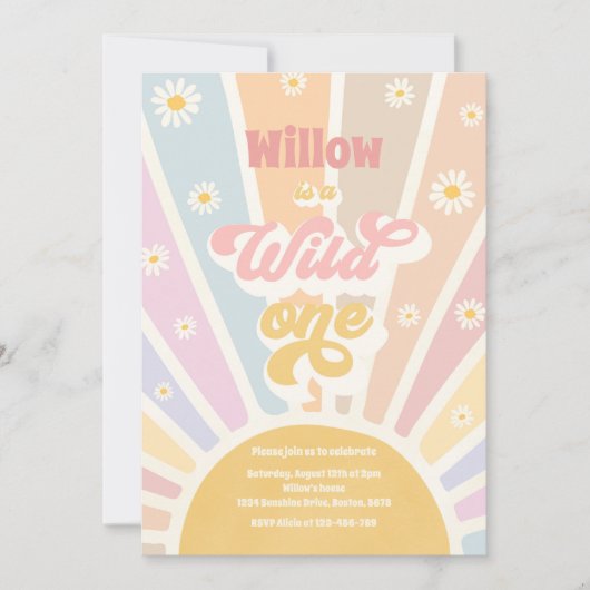 Invitation Boho Sunshine Wild Un 1er anniversaire (Devant)