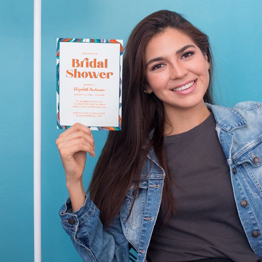 Invitation Boho Super Retro Typographie Wavy Fête des mariées