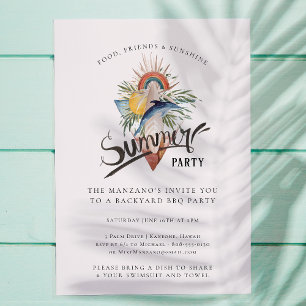Invitation Boho Surf   Fête estivale dans le jardin