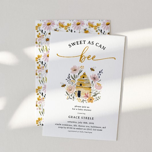 Invitation Boho Sweet as Can Bee Baby Shower