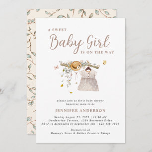 Invitation Boho Sweet Baby Girl Outfit Botanical Baby shower