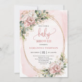 Invitation Boho Sweet Blush Floral Greenery Girl Baby Shower (Devant)