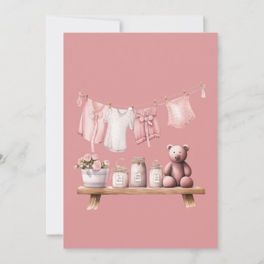 Invitation Boho Sweet C'est une fille Baby shower en tissu ro (Dos)