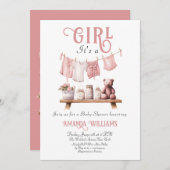 Invitation Boho Sweet C'est une fille Baby shower en tissu ro (Devant / Derrière)