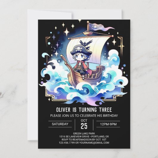 Invitation Boho Sweet Pirate Anniversaire (Devant)