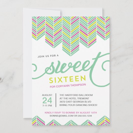 Invitation Boho Sweet sixteen (Devant)