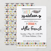 Invitation Boho Sweet sixteen (Devant / Derrière)