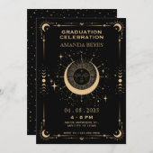 Invitation Boho tarot lune soleil Graduation (Devant / Derrière)