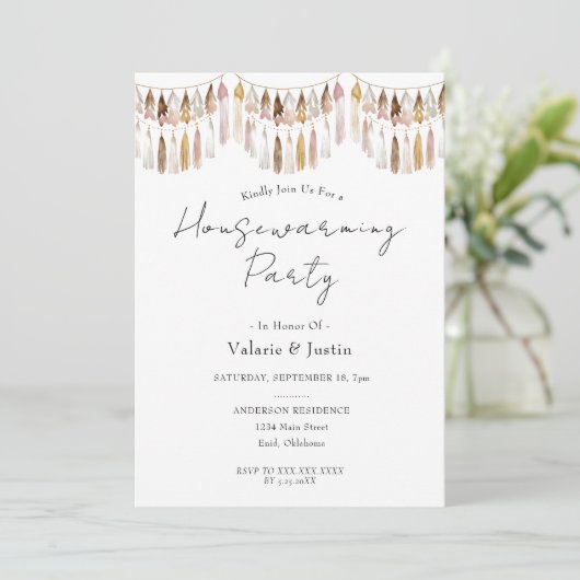 Invitation Boho Tassels (Debout devant)