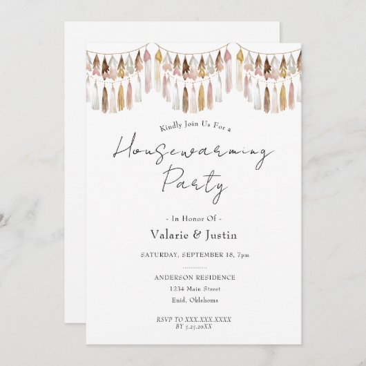 Invitation Boho Tassels (Devant / Derrière)