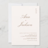 Invitation Boho Taupe Calligraphie moderne Code QR Mariage (Devant)