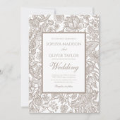Invitation Boho Taupe Fall Line Fleur sauvage d'art (Devant)