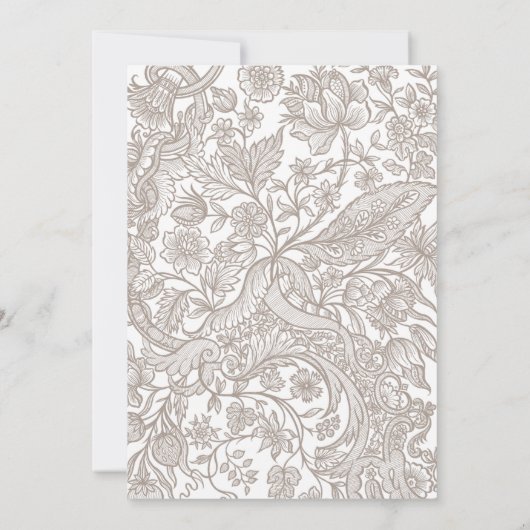 Invitation Boho Taupe Fall Line Fleur sauvage d'art (Dos)