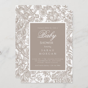 Invitation Boho Taupe Fall Line Fleur sauvage d'art