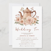Invitation Boho Tea Party Terracotta Floral Party Mariage (Devant)