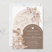Invitation Boho Teddy Bear Baby shower d'attente Brown (Devant)