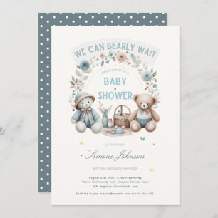 Invitation Boho Teddy Bear Baby shower de pique-nique Garçons