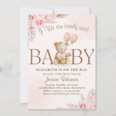 Invitation Boho Teddy Bear Baby Shower Girl (Devant)