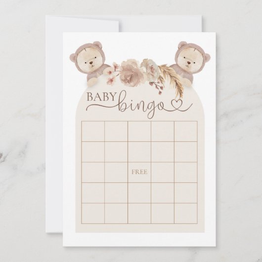 Invitation Boho Teddy Bear Baby shower Jeu (Devant)