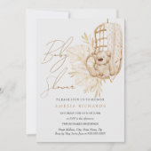Invitation Boho Teddy Bear Baby shower neutre (Devant)