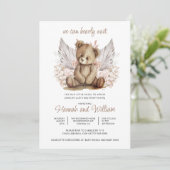 Invitation Boho Teddy Bear Bearly Wait Baby shower (Debout devant)