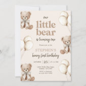 Invitation Boho Teddy Bear Beary First 1st Birthday Party (Devant)