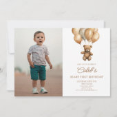 Invitation Boho Teddy Bear Beary Premier anniversaire fête (Devant)