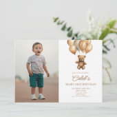 Invitation Boho Teddy Bear Beary Premier anniversaire fête (Debout devant)