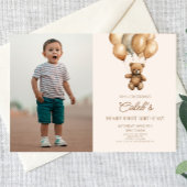 Invitation Boho Teddy Bear Beary Premier anniversaire fête