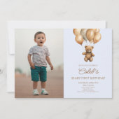Invitation Boho Teddy Bear Beary Premier anniversaire fête (Devant)