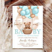 Invitation Boho Teddy Bear Bleu Garçon Bearly Wait Baby showe