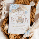 Invitation Boho Teddy Bear Boy Blue Bearly Wait Baby shower<br><div class="desc">Boho Teddy Bear Boy Blue Bearly Wait Baby shower Invitation Tous les modèles sont © PIXEL PERFECTION PARTY LTD</div>