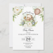 Invitation Boho Teddy Bear Brown Sage Green Bearly Wait Invit (Devant)