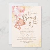 Invitation Boho Teddy Bear Elégant et mignon Baby shower (Devant)
