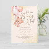 Invitation Boho Teddy Bear Elégant et mignon Baby shower (Debout devant)